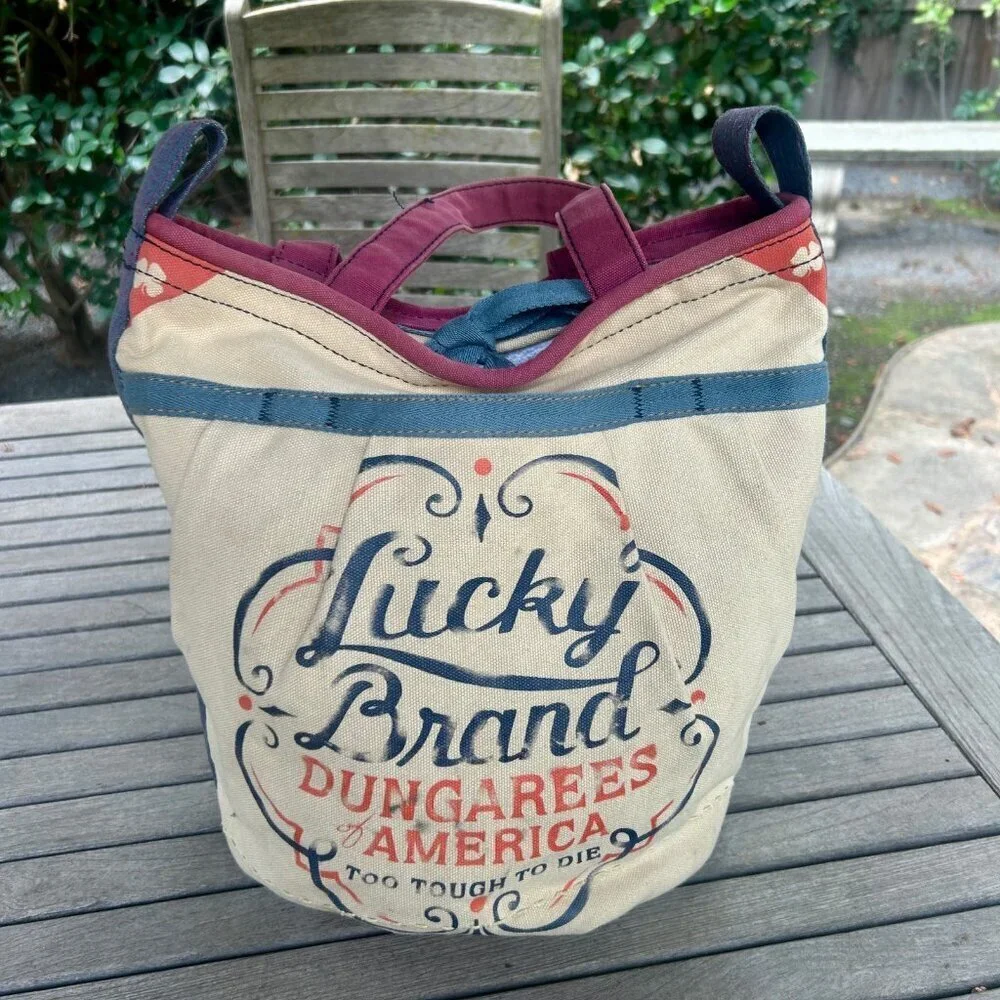 Lucky Brand Dungarees Canvas Tote Bucket Bag